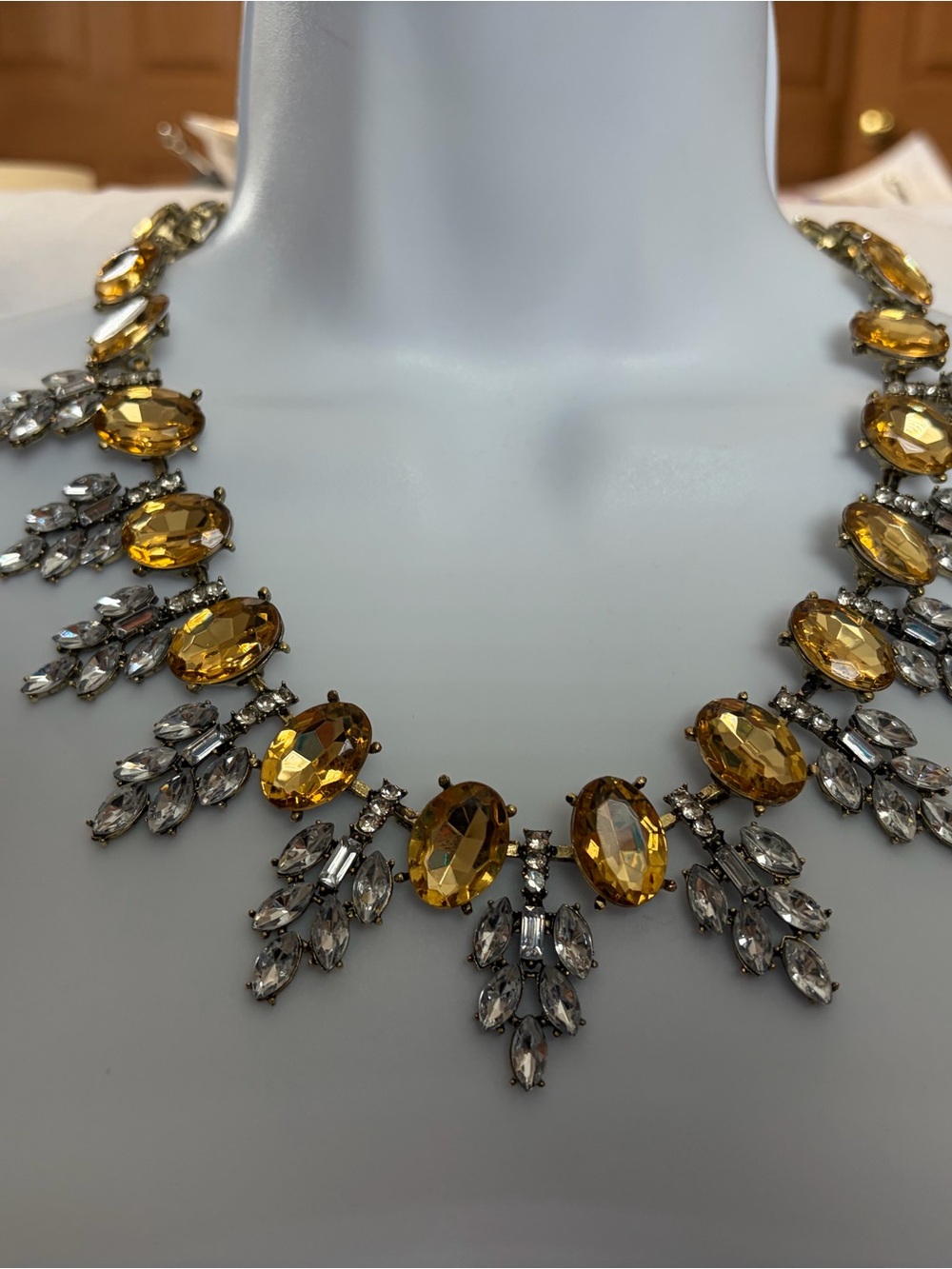 NWOT Aratta Silent Journey- Gold-Tone Topaz Crystal Statement Necklace - Picture 6 of 16